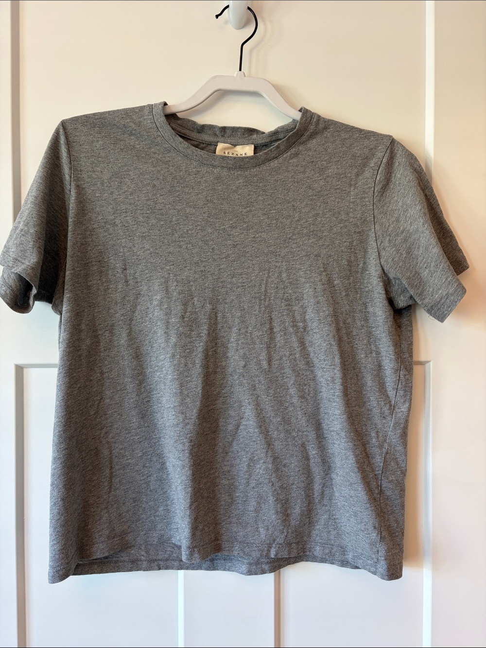 Sezane Heather Gray Short Sleeve Crew Tee